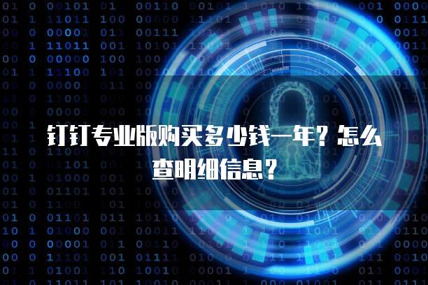 钉钉专业版购买多少钱一年?怎么查明细信息?