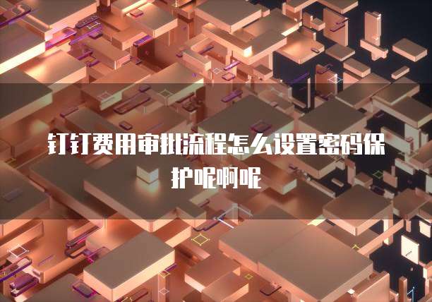 钉钉费用审批流程怎么设置密码保护呢啊呢