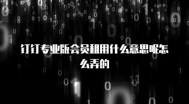钉钉专业版会员租用什么意思呢怎么弄的