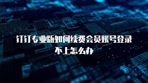 钉钉专业版如何续费会员账号登录不上怎么办