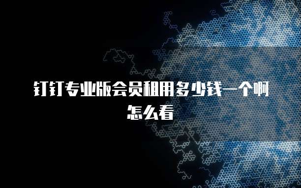 钉钉专业版会员租用多少钱一个啊怎么看