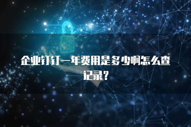企业钉钉一年费用是多少啊怎么查记录?