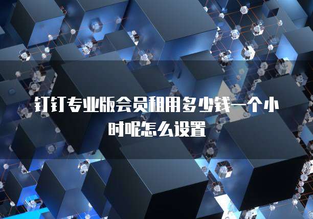 钉钉专业版会员租用多少钱一个小时呢怎么设置
