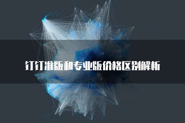 钉钉准版和专业版价格区别解析