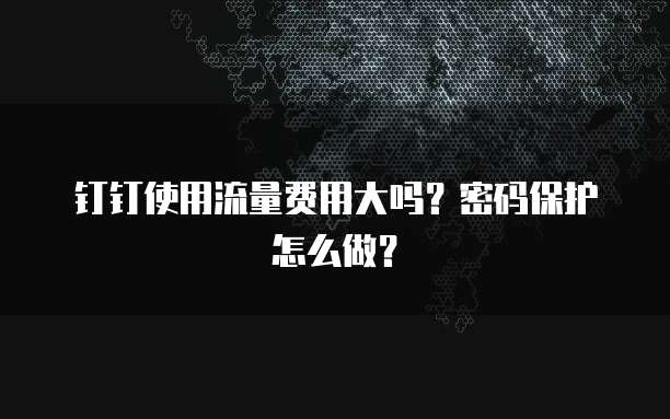 钉钉使用流量费用大吗?密码保护怎么做?