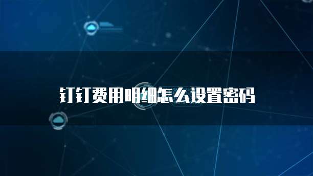 钉钉费用明细怎么设置密码