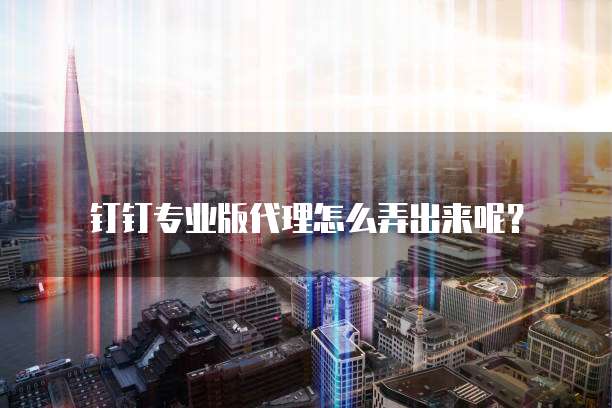 钉钉专业版代理怎么弄出来呢?