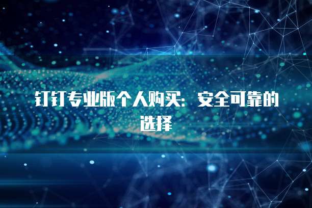 钉钉专业版个人购买:安全可靠的选择