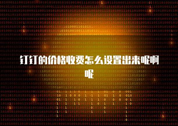 钉钉的价格收费怎么设置出来呢啊呢