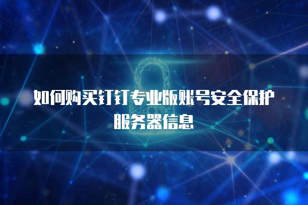 如何购买钉钉专业版账号安全保护服务器信息