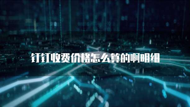 钉钉收费价格怎么算的啊明细