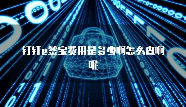 钉钉e签宝费用是多少啊怎么查啊呢