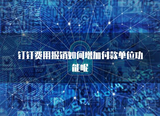 钉钉费用报销如何增加付款单位功能呢