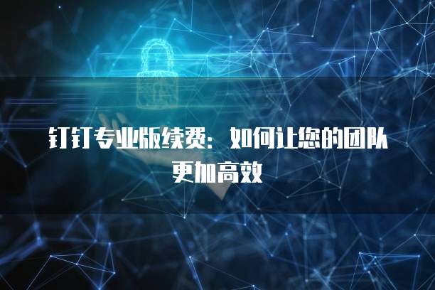钉钉专业版续费:如何让您的团队更加高效