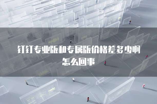 钉钉专业版和专属版价格差多少啊怎么回事