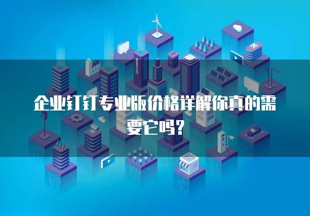 企业钉钉专业版价格详解你真的需要它吗?