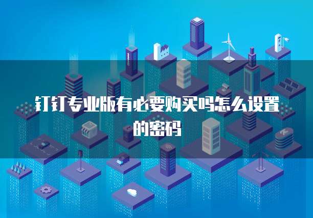 钉钉专业版有必要购买吗怎么设置的密码