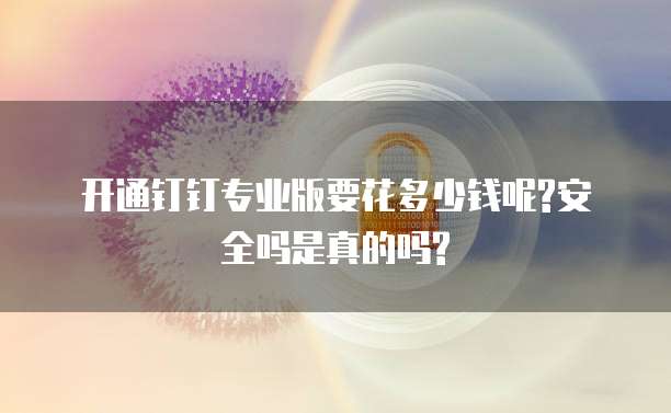 开通钉钉专业版要花多少钱呢?安全吗是真的吗?