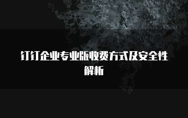 钉钉企业专业版收费方式及安全性解析