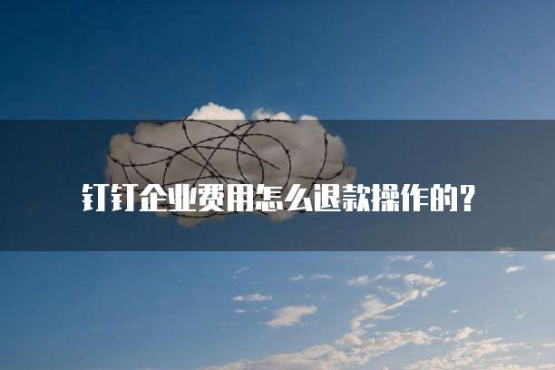 钉钉企业费用怎么退款操作的?