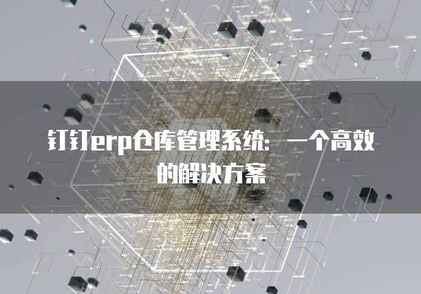 钉钉erp仓库管理系统:一个高效的解决方案