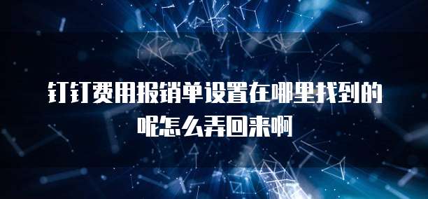 钉钉费用报销单设置在哪里找到的呢怎么弄回来啊