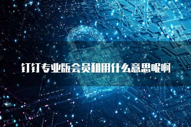 钉钉专业版会员租用什么意思呢啊