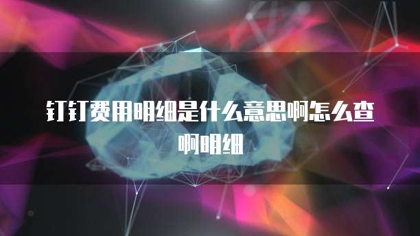 钉钉费用明细是什么意思啊怎么查啊明细
