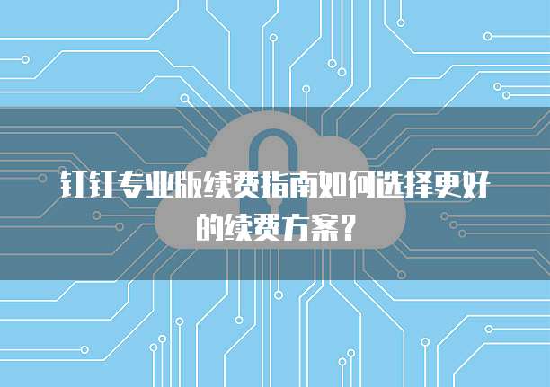 钉钉专业版续费指南如何选择更好的续费方案?