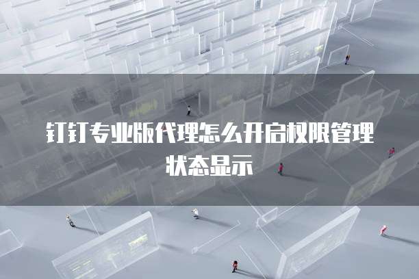 钉钉专业版代理怎么开启权限管理状态显示