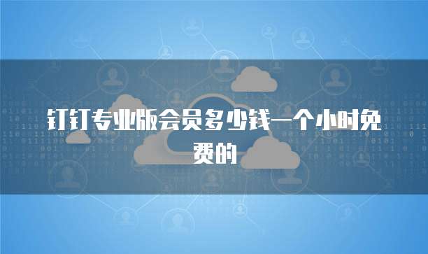 钉钉专业版会员多少钱一个小时免费的
