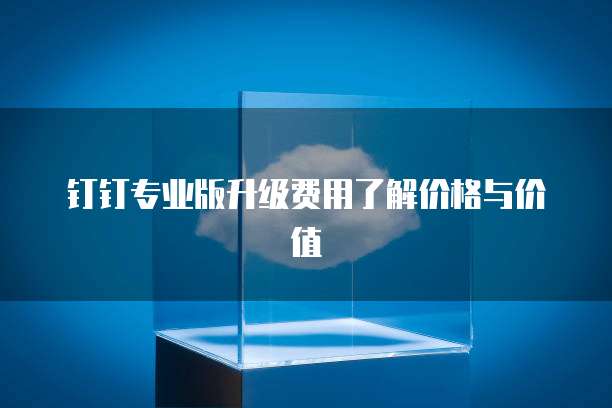 钉钉专业版升级费用了解价格与价值