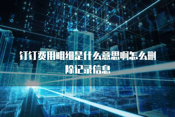 钉钉费用明细是什么意思啊怎么删除记录信息