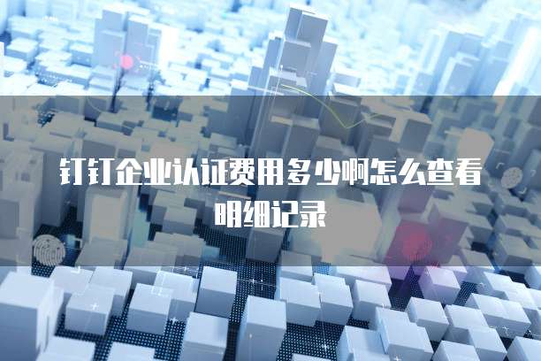 钉钉企业认证费用多少啊怎么查看明细记录