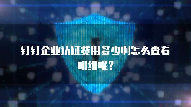 钉钉企业认证费用多少啊怎么查看明细呢?