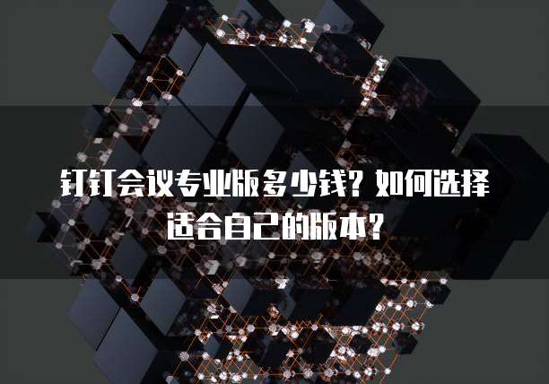 钉钉会议专业版多少钱?如何选择适合自己的版本?