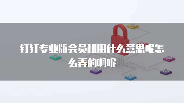 钉钉专业版会员租用什么意思呢怎么弄的啊呢