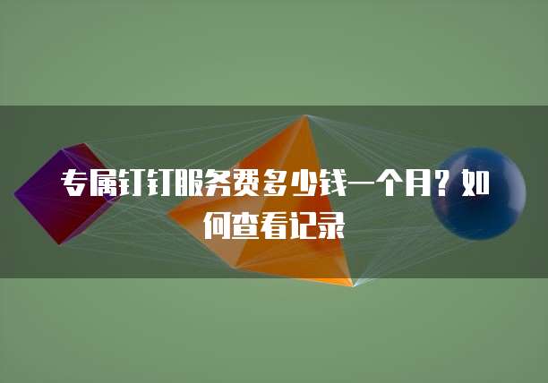 专属钉钉服务费多少钱一个月?如何查看记录