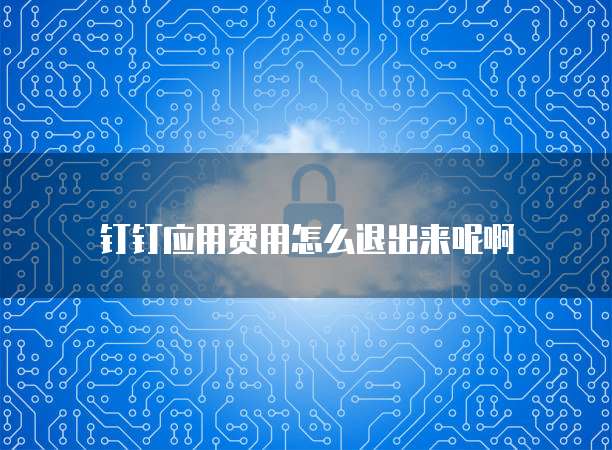 钉钉应用费用怎么退出来呢啊