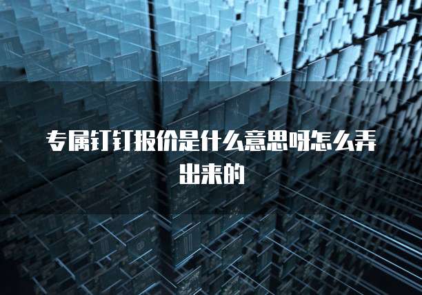 专属钉钉报价是什么意思呀怎么弄出来的