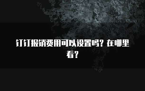 钉钉报销费用可以设置吗?在哪里看?