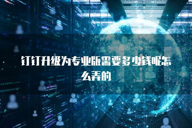 钉钉升级为专业版需要多少钱呢怎么弄的