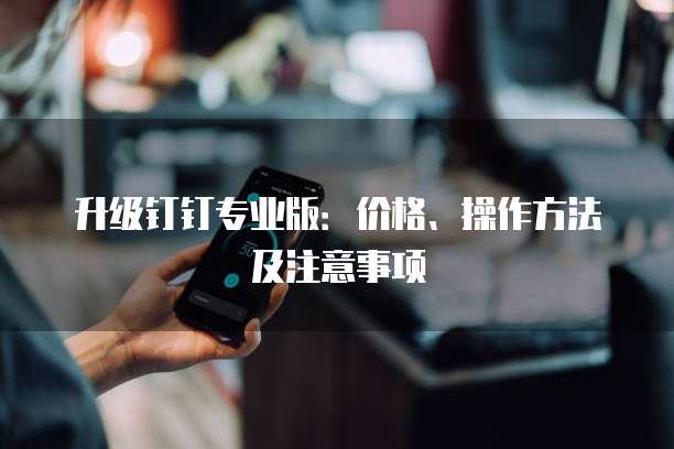 升级钉钉专业版:价格、操作方法及注意事项