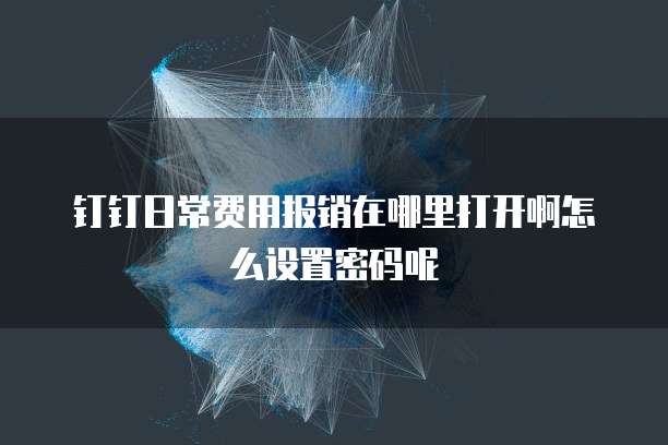 钉钉日常费用报销在哪里打开啊怎么设置密码呢