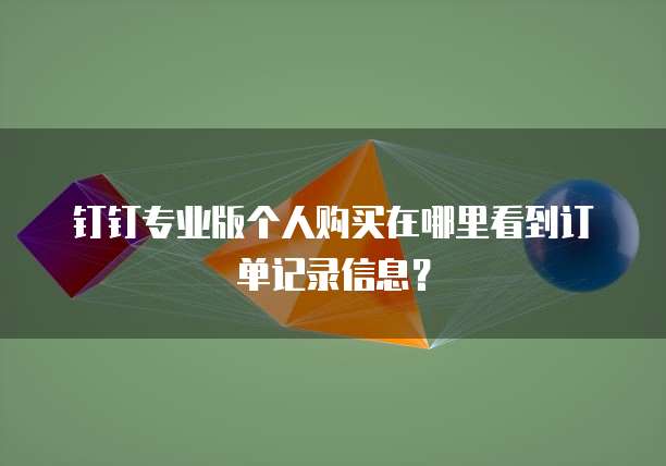 钉钉专业版个人购买在哪里看到订单记录信息?