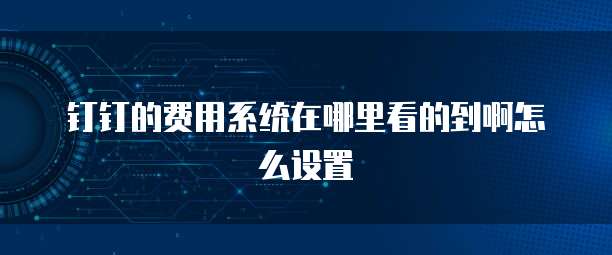 钉钉的费用系统在哪里看的到啊怎么设置