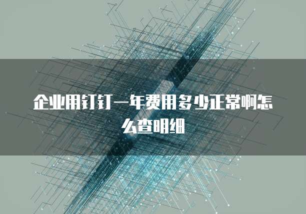 企业用钉钉一年费用多少正常啊怎么查明细