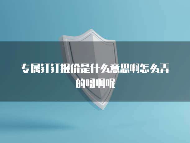 专属钉钉报价是什么意思啊怎么弄的呀啊呢