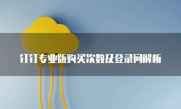 钉钉专业版购买次数及登录问解析