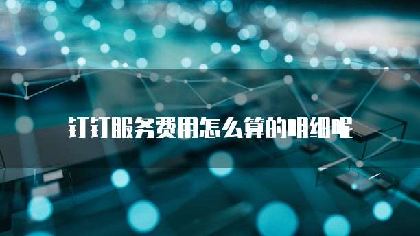 钉钉服务费用怎么算的明细呢